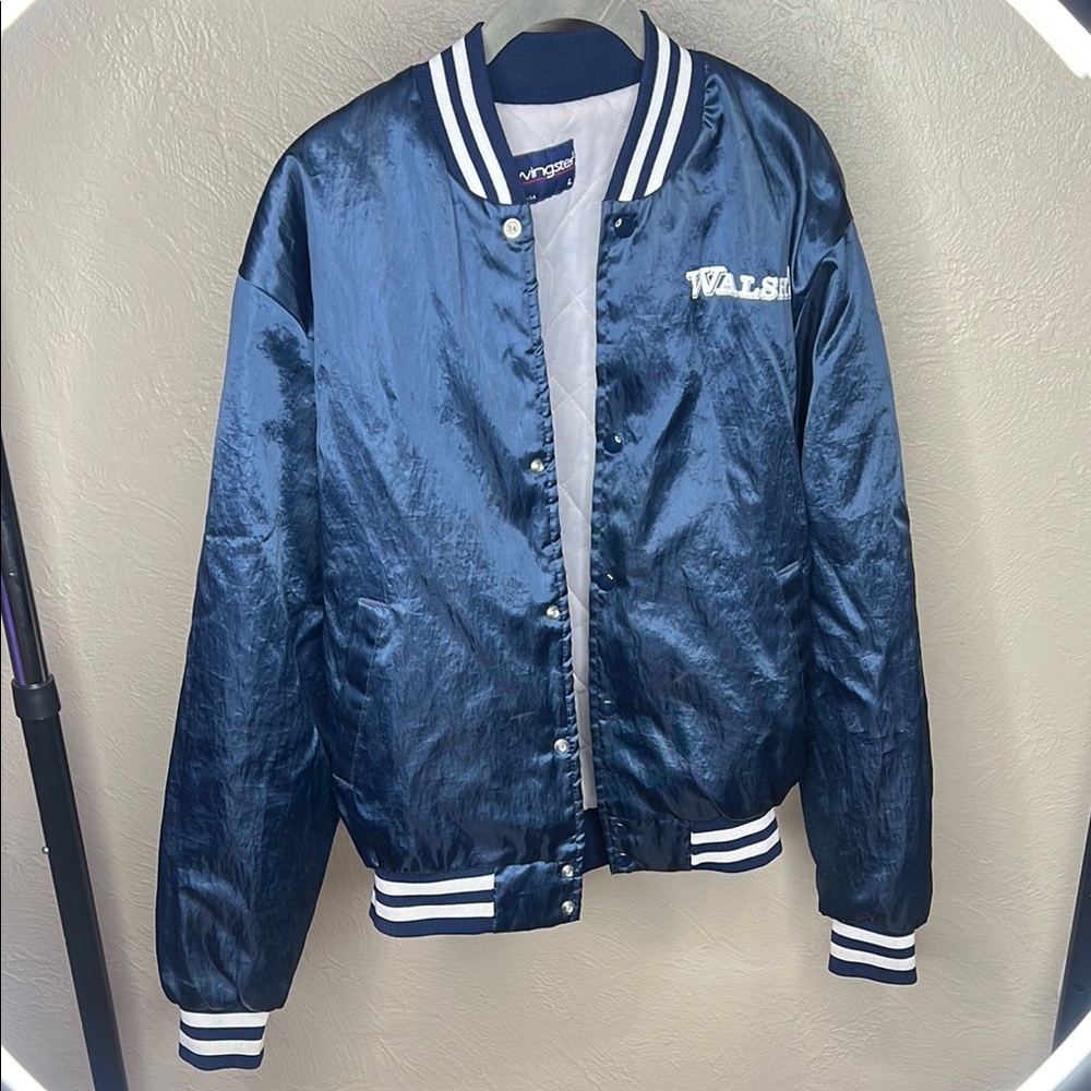 Blue Satin Varsity Jacket - Walsh’s Ace Hardware Vintage